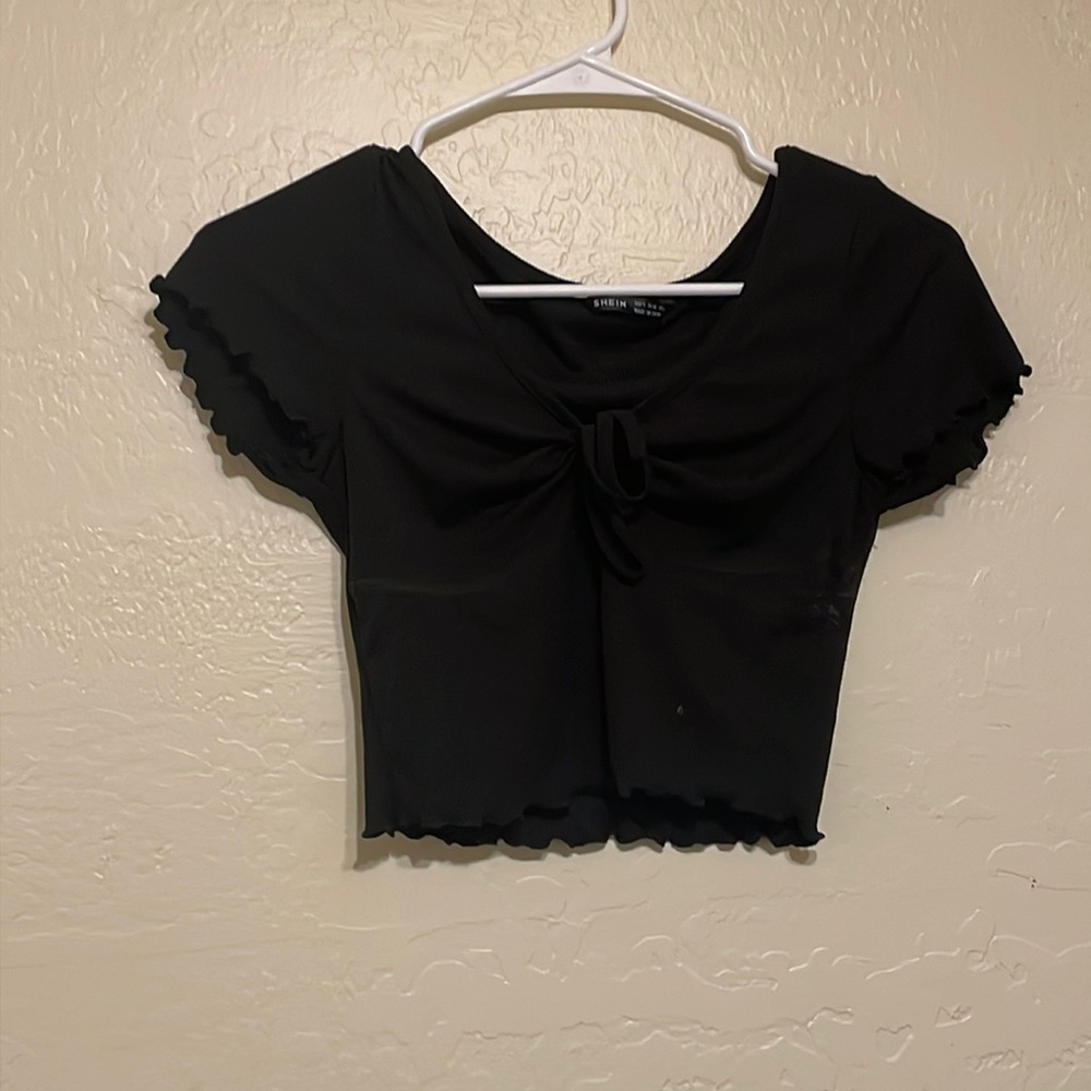 Black crop top with bow